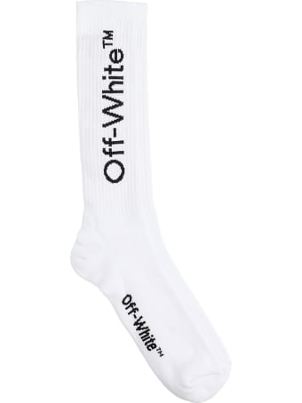 Off-White Diag Socks In White Cotton