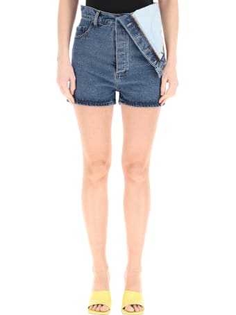 Y/Project Denim Shorts With Asymmetrical Waist