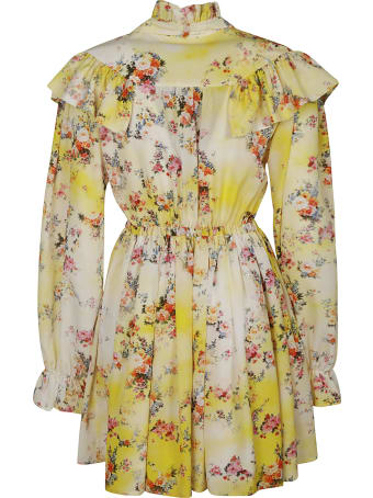 MSGM Ruffle Detail Floral Printed Dress