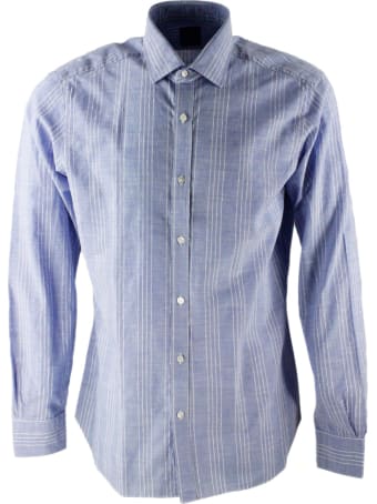 Barba Napoli Slim Fit Man Shirt Black Label Model With Hand-stitched Micro-pattern