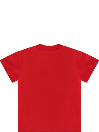Ralph Lauren Red T-shirt For Baby Boy With Blue Iconic Pony Logo