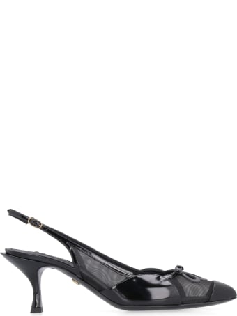 Dolce & Gabbana Patent Leather And Mesh Pointy-toe Slingback