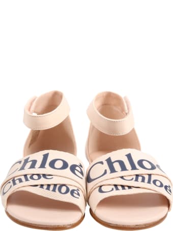 Chloé Pink Sandals For Girl With Logo