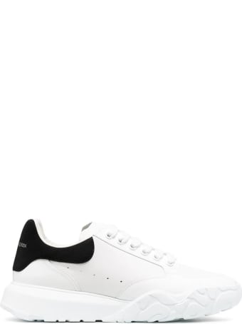 Alexander McQueen Man White Court Sneakers With Black Suede Spoiler