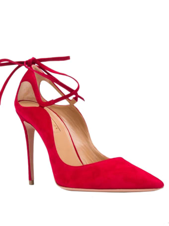 Aquazzura Red Suede Aria Pump 105