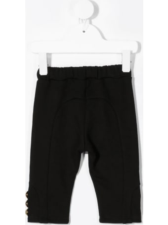 Balmain Newborn Black Joggers With Golden Buttons