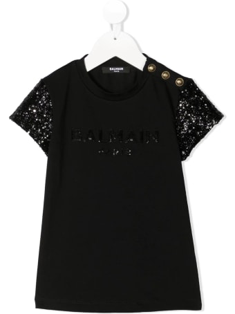 Balmain Kid Black Balmain Balmain T-shirt With Sequins