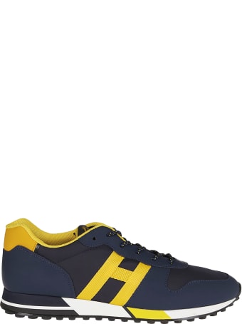 Hogan Blue And Yellow Leather H383 Sneakers