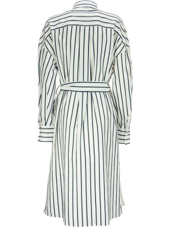 Brunello Cucinelli Cotton Regimental Stripe Poplin Shirt Dress With Belt