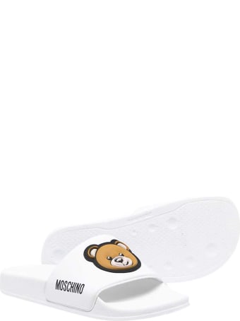 Moschino White Teen Slippers