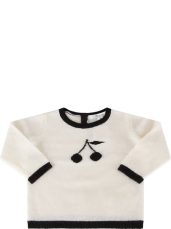 Bonpoint Ivory Sweater For Babygirl With Cherries