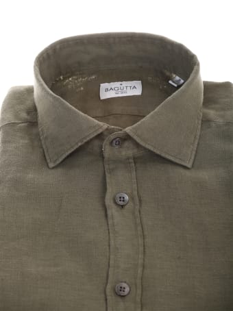 Bagutta military green linen shirt