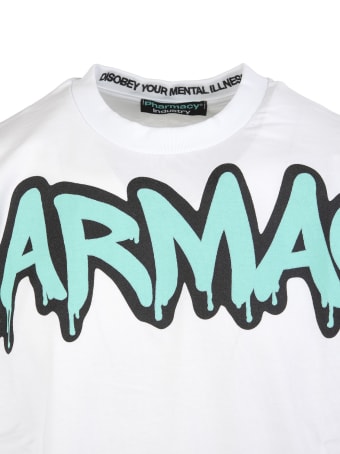 Pharmacy Industry White Man T-shirt With Graffiti Maxi Logo