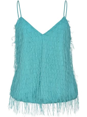 Pinko Top A Frange Verde Acqua