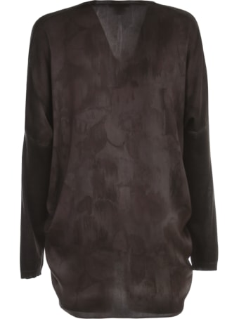 Avant Toi Oversized V Neck Cardigan W/ Silk Flower Details