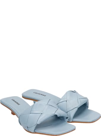 Lola Cruz Flats In Cyan Leather