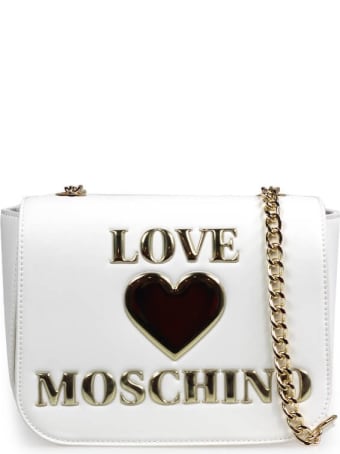Love Moschino White Medium Crossbody Bag With Logo