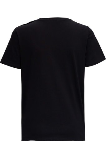 Balmain Jersey Tee With Logo And Embossed Buttons