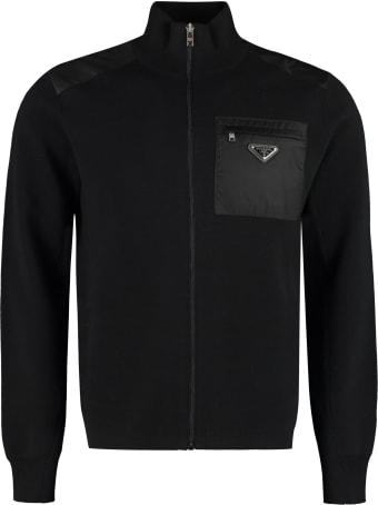 Prada High Collar Zipped Cardigan