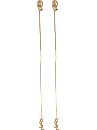 Saint Laurent Gold Opyum Monogram Earrings