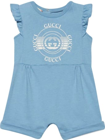 Gucci Blue Romper With White Print