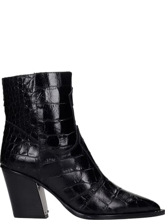 Kate Cate High Heels Ankle Boots In Black Leather