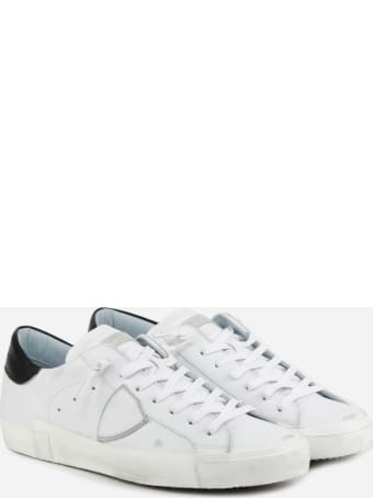 Philippe Model Paris X Sneakers In Leather With Contrasting Heel Tab