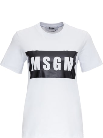 MSGM T-shirt In Jersey With Front Logo Print