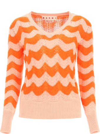Marni Perforated Sweater With Wavy Stripes