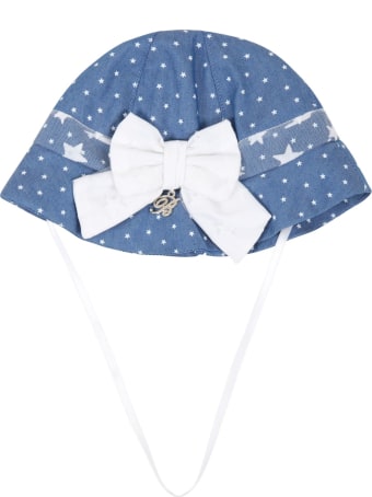 Blumarine Denim Sun Hat For Babygirl With Stars