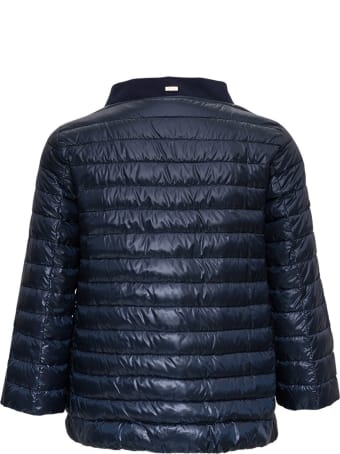 Herno Blue Nylon Crater Neck Cape