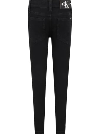 Calvin Klein Black Jeans For Boy With Logo