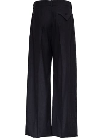 Bottega Veneta Wide Leg Pants In Gray Flannel