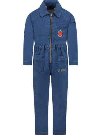 Mini Rodini Blue Onesie For Girl With Logo