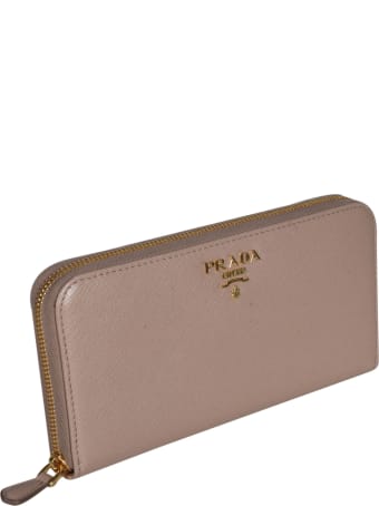 Prada Saffiano Metal Plaque Zip-around Wallet