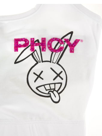 Pharmacy Industry White Sports Short Top With Rabbit And Monogram
