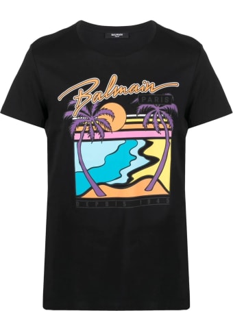 Balmain Black Cotton T-shirt