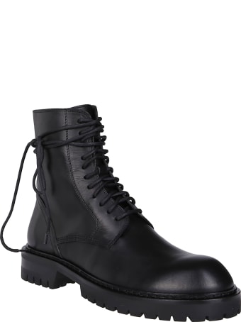 Ann Demeulemeester Black Leather Combat Boots