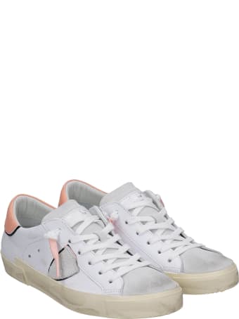 Philippe Model Prsx Sneakers In White Suede And Leather