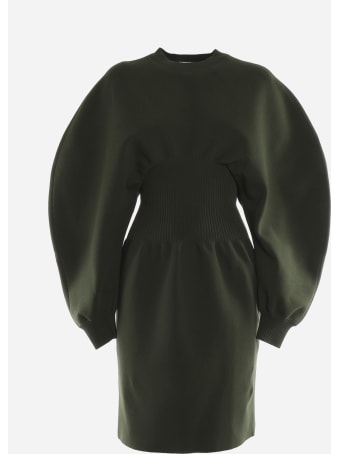Bottega Veneta Stretch Wool Dress With Voluminous Sleeves