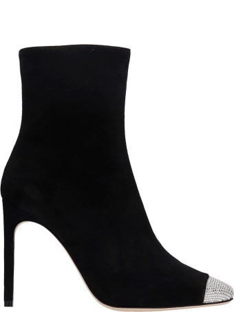 Giannico Lauren High Heels Ankle Boots In Black Suede