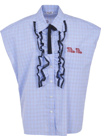 Miu Miu Logo Sleeveless Detail Shirt