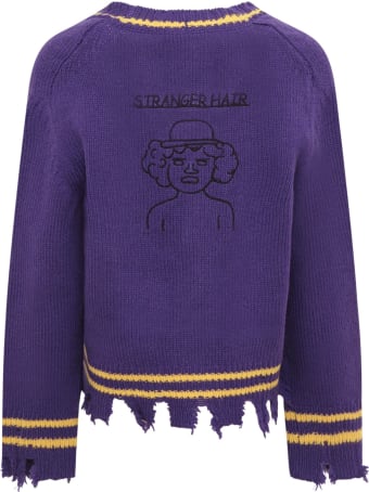 Riccardo Comi Purple Cardigan With Yellow Details