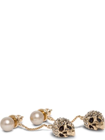 Alexander McQueen Skull Earrings With Pavé And Chain