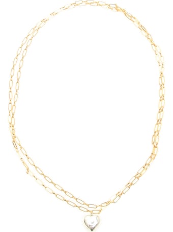 Timeless Pearly Double Chain Heart Necklace