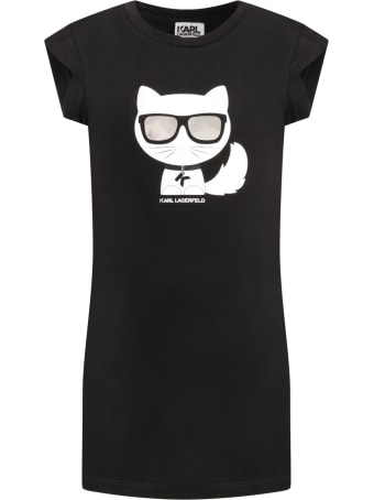 Karl Lagerfeld Black Dress For Girl With Choupette