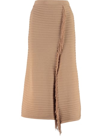 Pinko Pingpong Fringed Knit Skirt