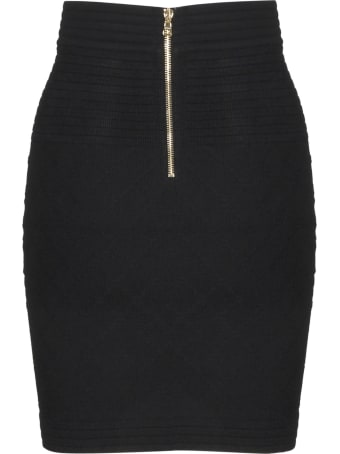 Balmain High Waist 6 Btn Diamond Knit Skirt