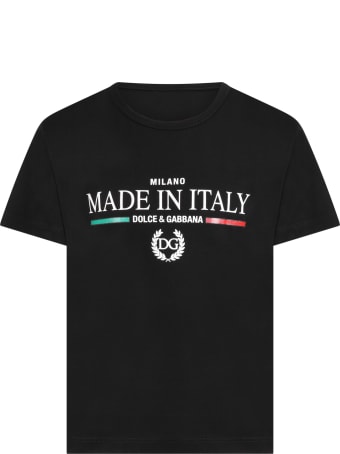 Dolce & Gabbana Black T-shirt For Kids With Logos