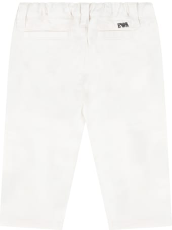 Armani Collezioni White Trouser For Babyboy With Iconic Eagle